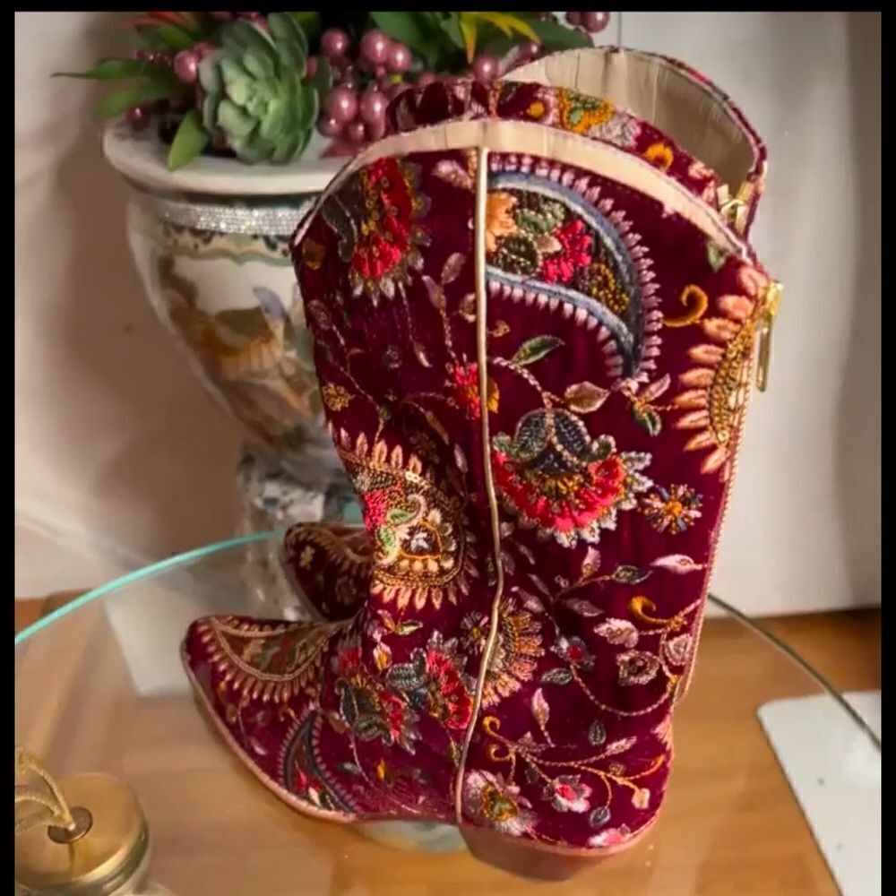 Newmomo Newyorkevy Embroideredvelvetboots — image 8 of 8
